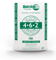 white with green product bag for Suståne 4-6-2 all natural w/ Biochar, Mycorrhizae, & Humates fertilizer white with green product bag for Suståne 4-6-2 all natural w/ Biochar, Mycorrhizae, & Humates fertilizer
